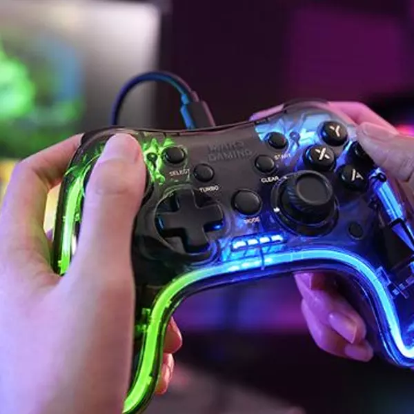 &divide; Gamepad mars gaming conexion usb-a / usb-c multiplataforma 20 botones rgb neon vibraci?n haptica dua