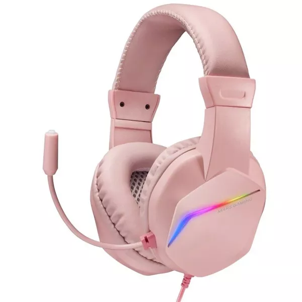 &divide; Headset mars gaming mh122 pink ultra ligeros 184g drivers de neodimo 50mm microfono flexible jack 3.