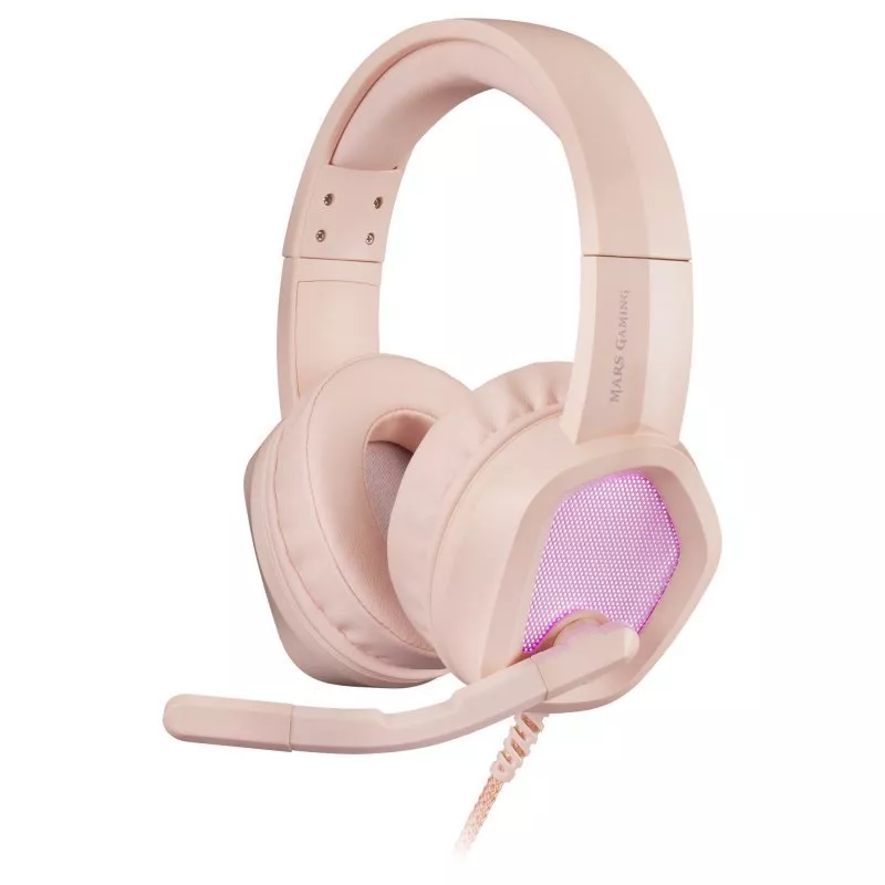 &divide; Headset mars gaming mh320 pink hi-fi ultra-bass 3d jack 3.5mm iluminacion rgb flow (alimentada por u