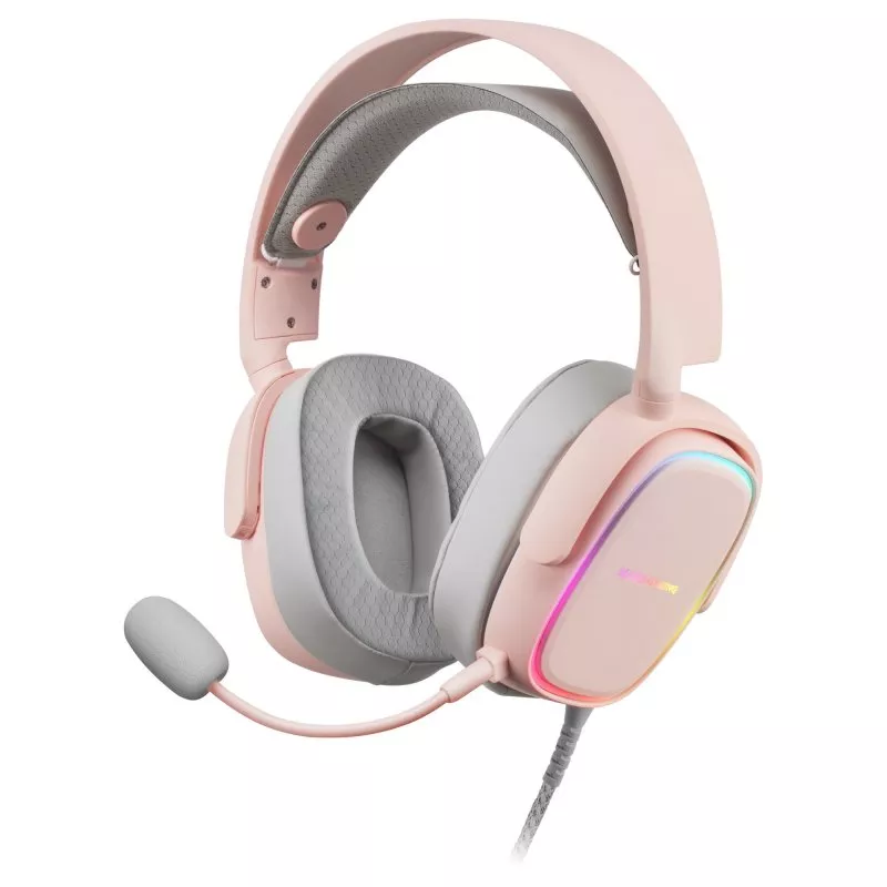 &divide; Headset mars gaming mhax pink jack 3.5mm altavoces hi-fi de 53mm microfono extraible iluminacion rgb