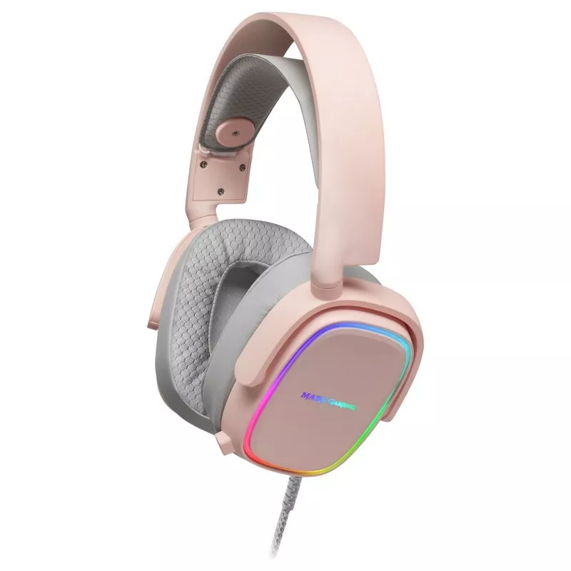 &divide; Headset mars gaming mhax pink jack 3.5mm altavoces hi-fi de 53mm microfono extraible iluminacion rgb