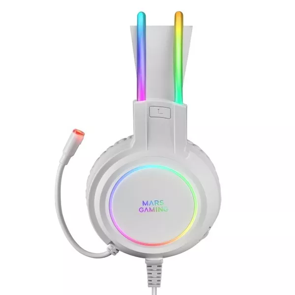 &divide; Headset mars gaming mhrgb white jack 3.5mm iluminacion 360? chroma sonido ultra-bass 3d micro abatib