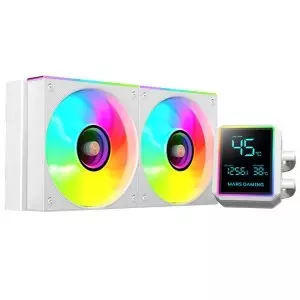 &divide; Sistema de refrigeracion liquida mars gaming mllcdpro240w 2x120mm argb 500w tdp pantalla lcd blanc