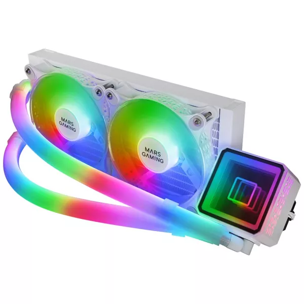 &divide; Sistema de refrigeracion liquida mars gaming ml-ultra240 white 2x12cm iluminacion argb (adressable)