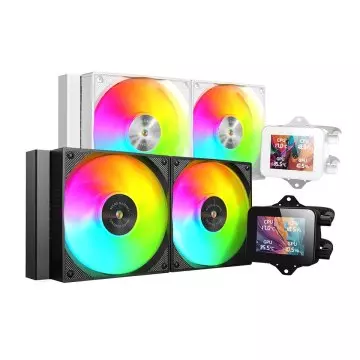 &divide; Sistema de refrigeracion liquida mars gaming mlvision240w blanco 2x120mm argb tpd 500w pantalla lcd