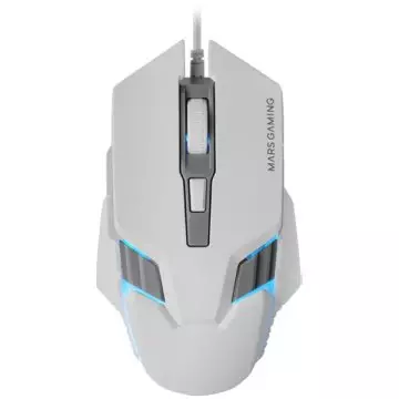 &divide; Mouse mars gaming mm024w rgb flow 4000 dpi ajustable 6 botones mecanicos huano color blanco
