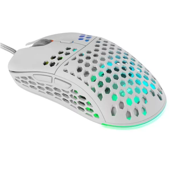 &divide; Mouse mars gaming rgb mm55w dise?o hive white 12800dpi a825pro switch huano superficie perforada ilu