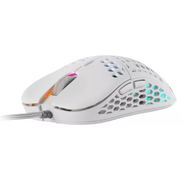 &divide; Mouse mars gaming rgb mm55w dise?o hive white 12800dpi a825pro switch huano superficie perforada ilu