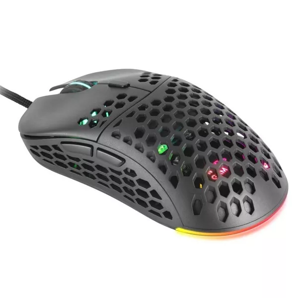 &divide; Mouse mars gaming rgb mm55 dise?o hive black 12800dpi a825pro switch huano superficie perforada ilum