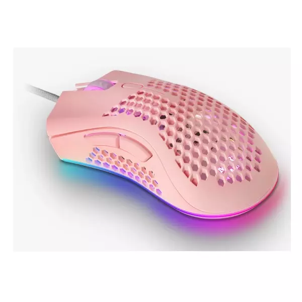 &divide; Mouse mars gaming rgb mmex dise?o hive pink 32kdpi pixart 3389pro switch superficie perforada ilumin
