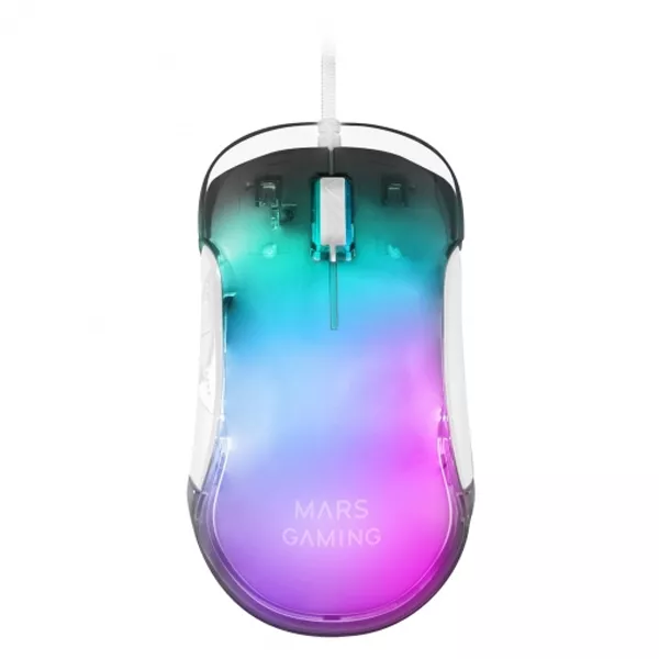 &divide; Mouse mars gaming rgb mmgloww white 12800dpi iluminacion total chroma-glow con cuerpo acabado en esp