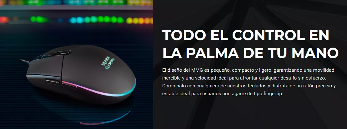 &divide; Mouse mars gaming rgb mmg black 3200dpi 6 botones iluminacion flow switches huano