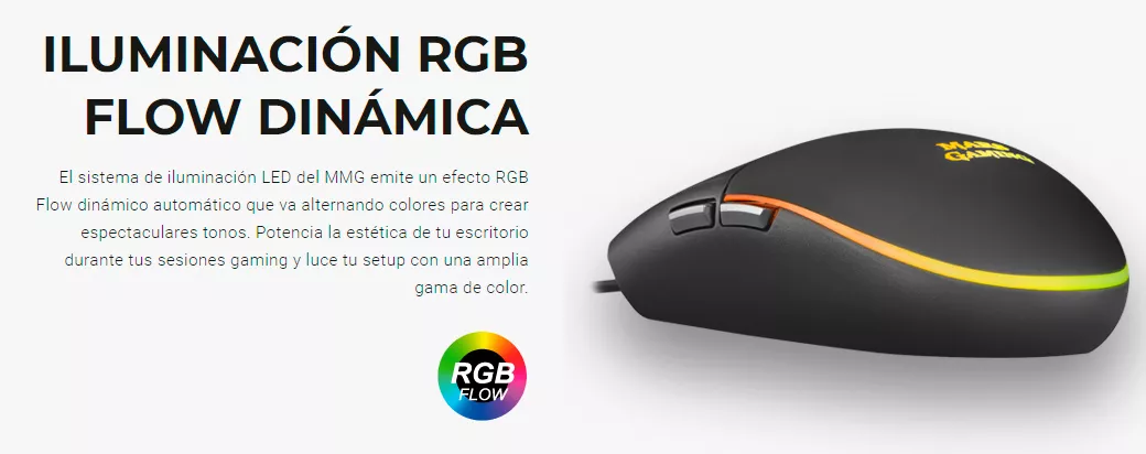 &divide; Mouse mars gaming rgb mmg black 3200dpi 6 botones iluminacion flow switches huano