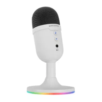 &divide; Microfono compacto mars gaming mmiccx usb blanco de alta definicion 196khz 24bits enc arg base
