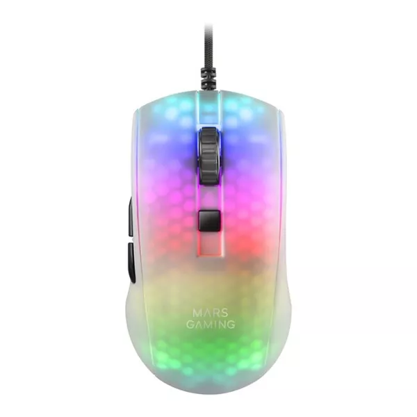 &divide; Mouse mars gaming rgb mmr translucido white 12800dpi ultra ligero 58g iluminacion rgb switches mecan
