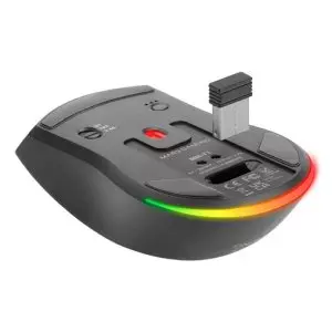 &divide; Mouse mars gaming wireless y bluetooth mmt3 rgb base de recarga magnetica 14400 dpi color negro