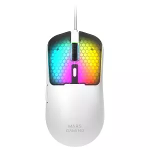 &divide; Mouse mars gaming mm-viperw ultraligero 56g cableado usb 6 botones 12800 dpi rgb blanco