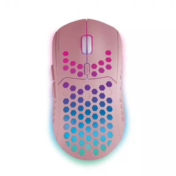 &divide; Mouse mars gaming wireless rgb mmw3 pink usb 2.4g bateria recargable 3200dpi ultraligero hive ilumin