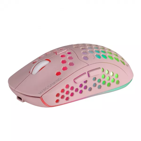 &divide; Mouse mars gaming wireless rgb mmw3 pink usb 2.4g bateria recargable 3200dpi ultraligero hive ilumin