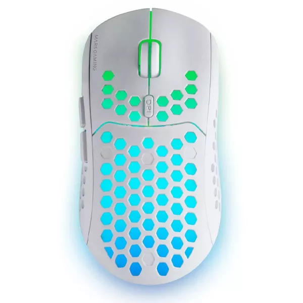 &divide; Mouse mars gaming wireless rgb mmw3 white usb 2.4g bateria recargable 3200dpi ultraligero hive ilumi