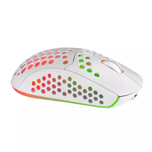 &divide; Mouse mars gaming wireless rgb mmw3 white usb 2.4g bateria recargable 3200dpi ultraligero hive ilumi