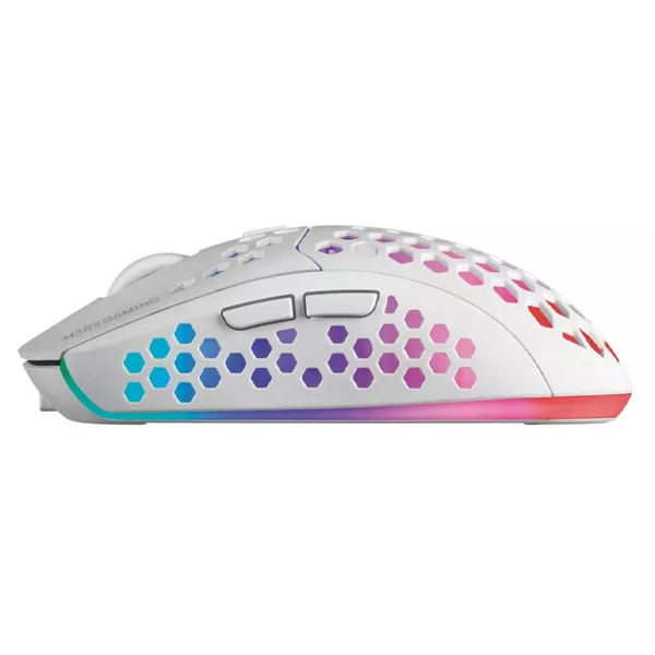 &divide; Mouse mars gaming wireless rgb mmw3 white usb 2.4g bateria recargable 3200dpi ultraligero hive ilumi