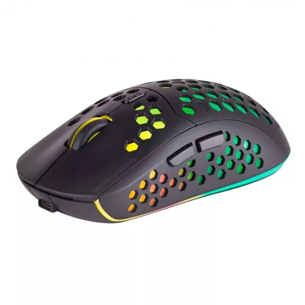 &divide; Mouse mars gaming wireless rgb mmw3 black usb 2.4g bateria recargable 3200dpi ultraligero hive ilumi
