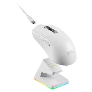 &divide; Mouse mars gaming wireless y bluetooth mmw-elitew tri-mode 2.4ghz bt 5.4 6 botones 20000 dpi blanco