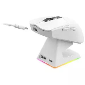 &divide; Mouse mars gaming wireless y bluetooth mmw-elitew tri-mode 2.4ghz bt 5.4 6 botones 20000 dpi blanco
