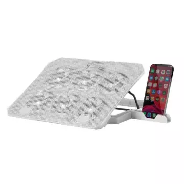 &divide; Base de refrigeracion para portatiles mars gaming mnbc23w con soporte de movil/tablet 6xfans white