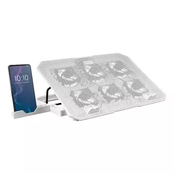&divide; Base de refrigeracion para portatiles mars gaming mnbc23w con soporte de movil/tablet 6xfans white