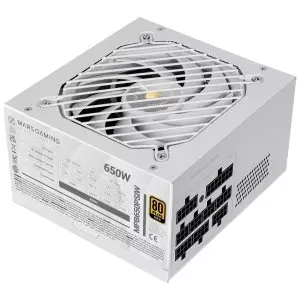&divide; Fuente modular mars gaming 650w mpb650psi atx3.1 80+gold pfc activo pcie5.1 12v-2x6 dc-dc smd blanco