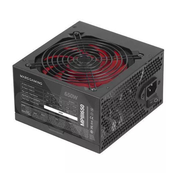&divide; Fuente de alimentacion mars gaming mpiii 650w, eficiencia 85% pfc activo vent 12x12 14db hasw
