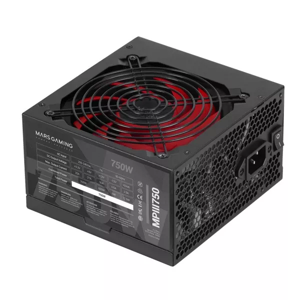 &divide; Fuente de alimentacion mars gaming mpiii 750w, eficiencia 85% pfc activo vent 12x12 14db hasw