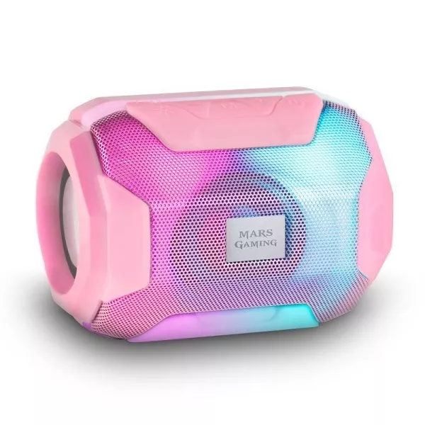 &divide; Altavoz bluetooth portable mas gaming msbax pink 10w radio fm, puerto usb y microsd iluminacion rgb