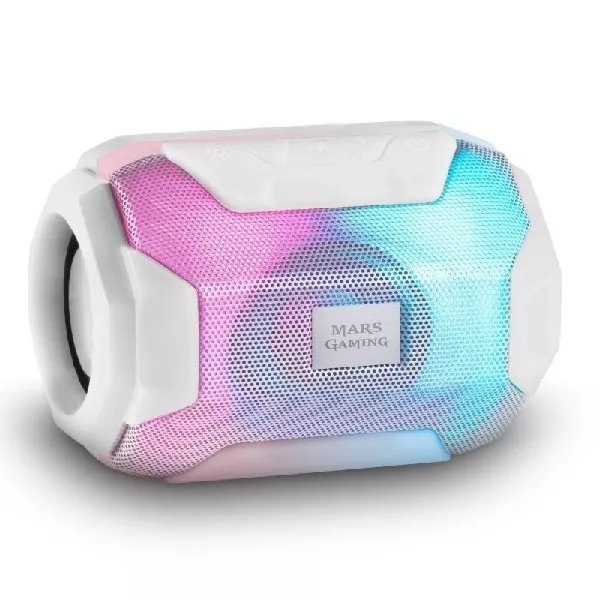&divide; Altavoz bluetooth portable mas gaming msbax white 10w radio fm, puerto usb y microsd iluminacion rgb