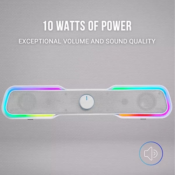 &divide; Barra de sonido bluetooth mars gaming msbx white 10w rms iluminacion rgb dinamico procesador dsp
