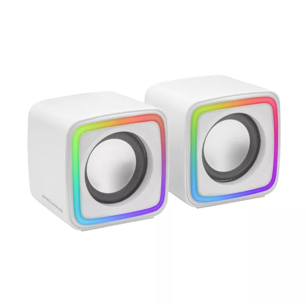 &divide; Altavoces 2.0 mars gaming mscube white 8w rms sonido dsp espacial iluminacion rgb
