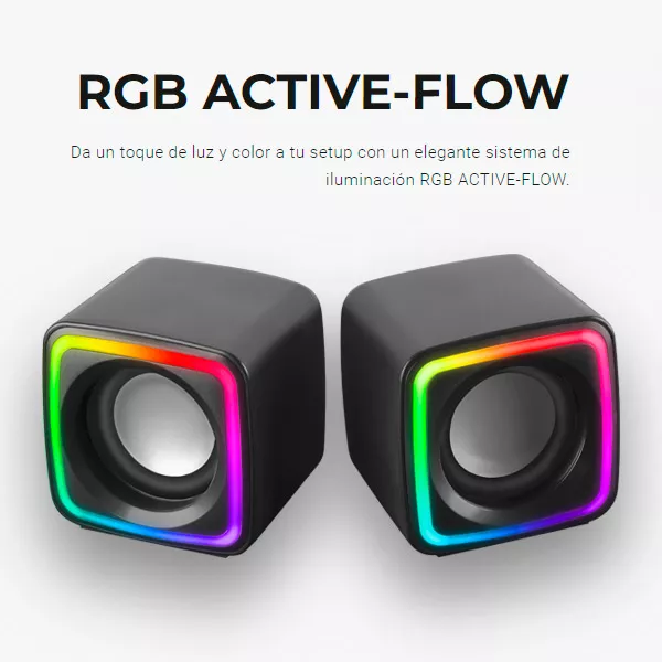 &divide; Altavoces 2.0 mars gaming mscube black 8w rms sonido dsp espacial iluminacion rgb