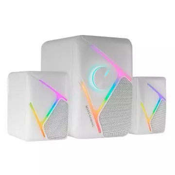 &divide; Altavoces 2.1 mars gaming rgb dinamico 35w 3d surround blancos control de volumen alim. usb jack 3.5