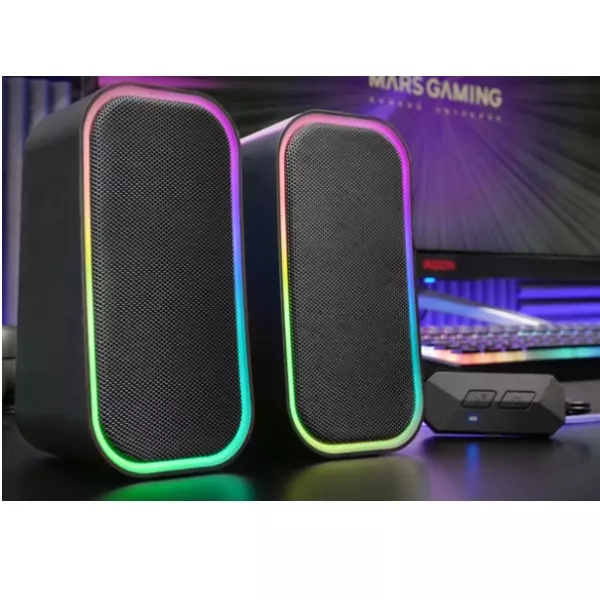 &divide; Altavoces 2.0 bluetooth mars gaming msom negro 20w dsp iluminacion rgb aux -in control volumen