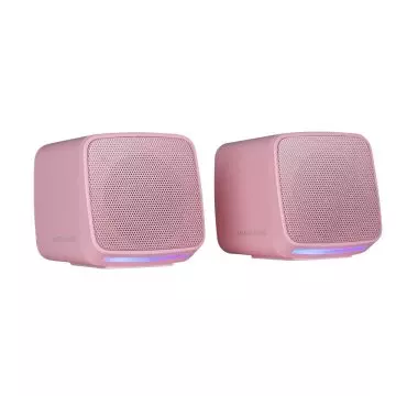 &divide; Altavoces 2.0 mars gaming msprop rosa 10w usb + jack control de volumen rgb