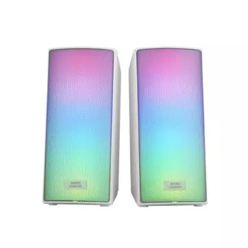 &divide; Altavoces 2.0 bluetooth mars gaming msrgb2 15w bt 5.3 jack 3.5mm rgb caja de control microsd blanco