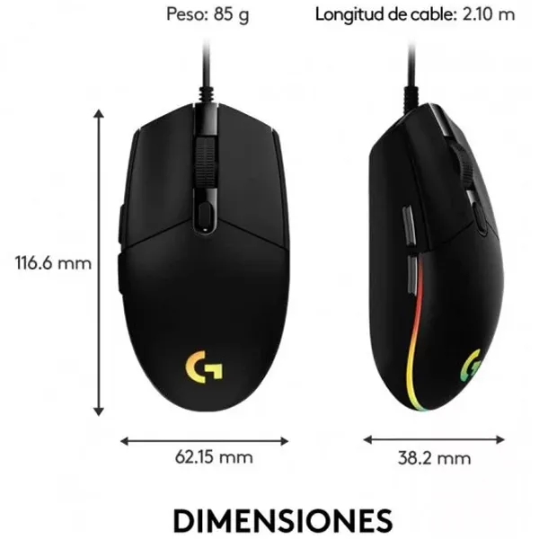 &divide; Mouse logitech g203 lightsync rgb 8000dpi 6 botones color negro