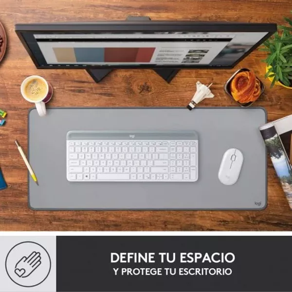 &divide; Alfombrilla logitech studio material reciclado pet superficie tela goma antideslizante 300x700mm gri