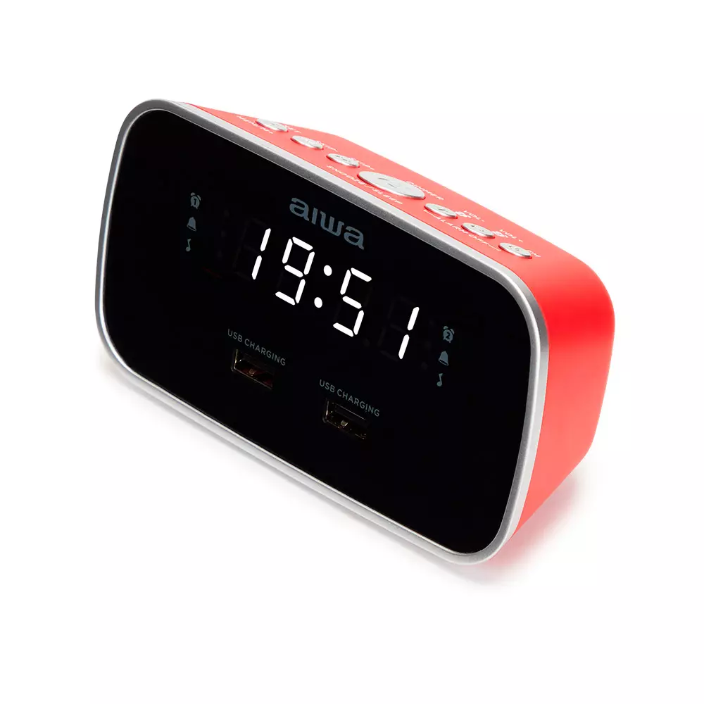 &divide; Radio despertador aiwa cru-19 red 2 puertos usb de carga 5v 2.4a