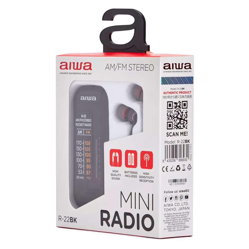 &divide; Radio analogica mini aiwa r-22bk am/fm hyperbass color negro