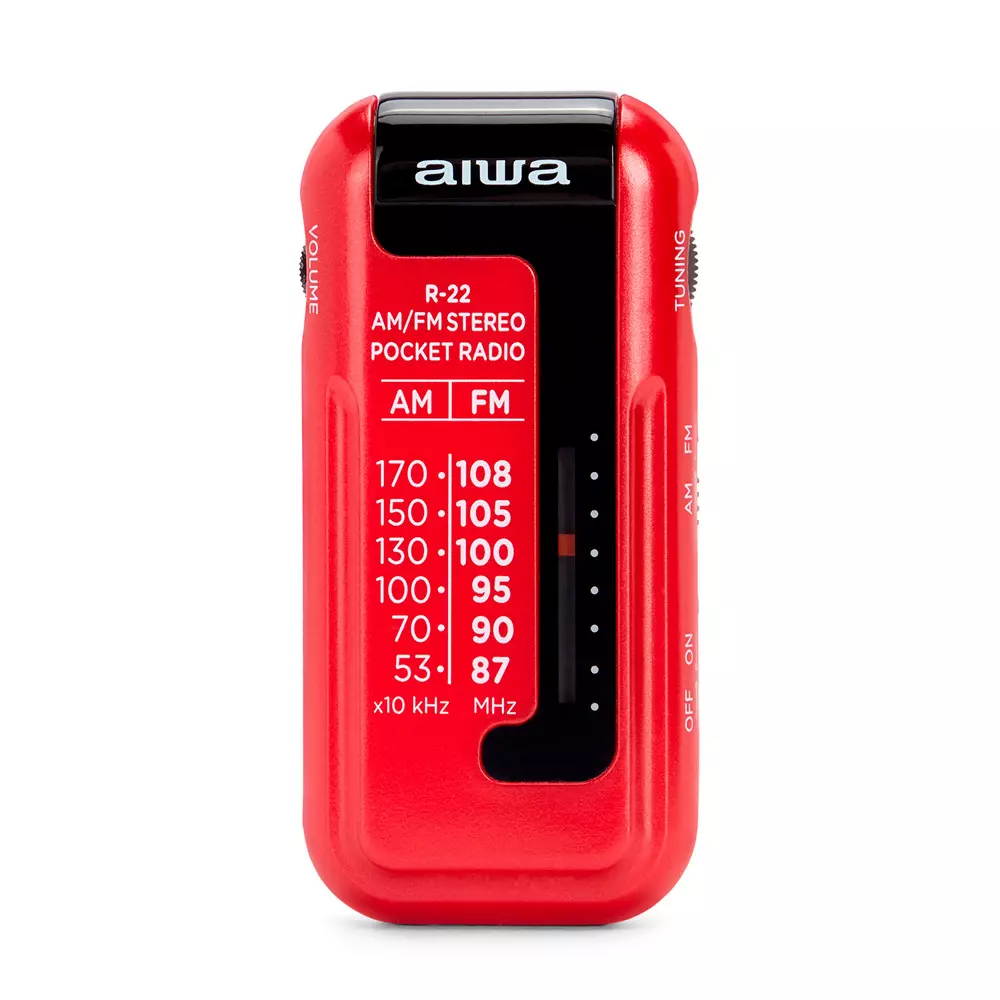 &divide; Radio analogica mini aiwa r-22rd am/fm hyperbass color rojo