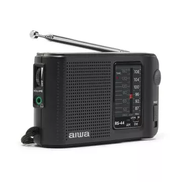 &divide; Radio analogica portatil aiwa rs-44 am/fm altavoz integrado jack 3.5mm negro vintage
