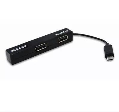 &divide; Hub microusb approx apphm4b a 4xusb-a 2.0 funcion otg de micro usb a usb color negro